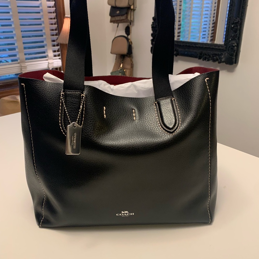 Coach Derby Tote Bag Black/Silver